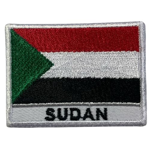 Sudan bestickte Flagge mit Namen Patch Aufbügeln/Aufnähen Abzeichen Nationalsymbol Militär Patch für Kleidung Rucksäcke Kappen von Generisch