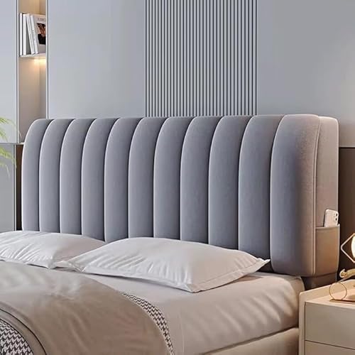 Superweicher Samt-Plüsch-Schonbezug für gepolsterte Rückenlehne, staubdichter Schutz für Schlafzimmer, Dekor, kurzer Plüschstoff, Dunkelgrau, 160 cm von Generisch