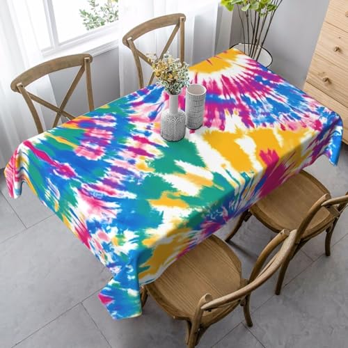Swirl Tie Dye Art Tischdecke, rechteckig, 140 x 90 cm, bunte Tischdecke für Esstisch, knitterfrei, Tischdecke für Zuhause, drinnen und draußen, Party-Dekoration Swirl Tie Dye Art Tischdecke, rechteckig, 140 x 90 cm, bunte Tischdecke für Esstisch, knitterfrei, Tischdecke für Zuhause, drinnen und draußen, Party-Dekoration von Generisch