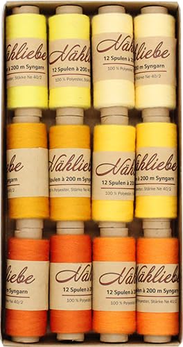 Syngarn Allesnäher, Nähgarn Polyester 12 x 200 meter " Nähliebe " (gelb-orange) von Generisch