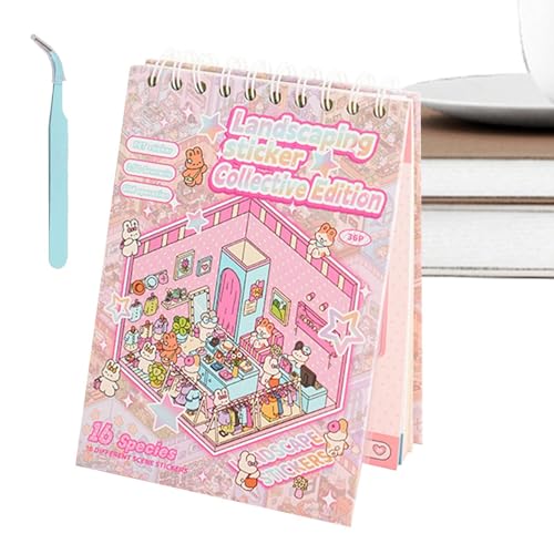 Szenen Sticker Buch - 3D Szenenbild-Aufkleber | Niedliches Kreativ Buch Für Zuhause Spielzeit Kinder Erwachsene Schule Mädchen Vorschulkinder Fähigkeiten Entwickeln Szenen Sticker Buch - 3D Szenenbild-Aufkleber | Niedliches Kreativ Buch Für Zuhause Spielzeit Kinder Erwachsene Schule Mädchen Vorschulkinder Fähigkeiten Entwickeln von Generisch