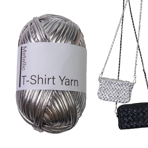 T-Shirt-Garn, Jersey-Baumwollgarn, T-Shirts, Häkelgarne, modische Häkelgarne, T-Shirt-Rolle, Stretch-Häkelhandwerk zum Häkeln, Glanz für Tücher, Schlüsselanhänger von Generisch