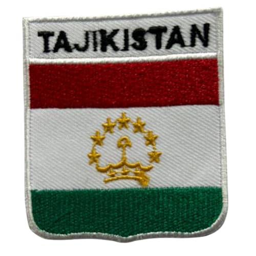 Tadschikistan bestickte Schildflagge mit Namen Patch zum Aufbügeln/Aufnähen Abzeichen Nationalsymbol Militär Patch für Kleidung Rucksäcke Kappen von Generisch