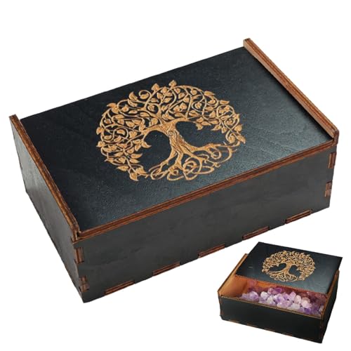 Tarotkarten-Box – Tarot-Organizer aus Holz, Schmuckkästchen aus Holz, Vintage-Schmuckschatulle, Tarotkartenetui mit Schiebedeckel Tarotkarten-Box – Tarot-Organizer aus Holz, Schmuckkästchen aus Holz, Vintage-Schmuckschatulle, Tarotkartenetui mit Schiebedeckel von Generisch