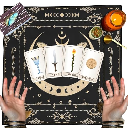 Tarotkartentuch, quadratisch, Samt, Alterungstuch, 50 x 50 cm, Gothic-Mondphase, Schmetterling, Sonnenkissen, Tarot-Zubehör für Tarotkarten-Enthusiasten Tarotkartentuch, quadratisch, Samt, Alterungstuch, 50 x 50 cm, Gothic-Mondphase, Schmetterling, Sonnenkissen, Tarot-Zubehör für Tarotkarten-Enthusiasten von Generisch