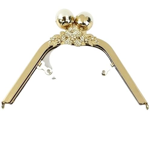 Taschenrahmen Verschluesse 18 cm Metall Geldbörse Rahmen Kuss Verschluss Tasche Perlen Kopf Griffe Handtasche Brieftasche Nähen Klammern Griff DIY Hardware Zubehör FüR DIY Handtasche(LightGold) von Generisch