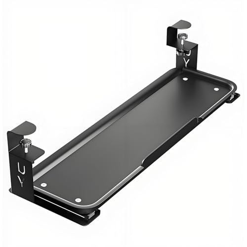 Tastaturablage unter dem Schreibtisch mit C-Klemme, verstellbare Stahlschublade ohne Bohren, platzsparende Möbelbeschläge zum Schreiben (Schwarz) von Generisch