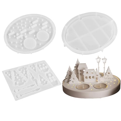 Teelichthalter Silikonform | Kerzen Gießform Set | Form für Kerzenhalter aus Gips Epoxidharz | Bastelform mit Baum Laternen Haus Silhouette für kreative Projekte Dekoration Zuhause Teelichthalter Silikonform | Kerzen Gießform Set | Form für Kerzenhalter aus Gips Epoxidharz | Bastelform mit Baum Laternen Haus Silhouette für kreative Projekte Dekoration Zuhause von Generisch