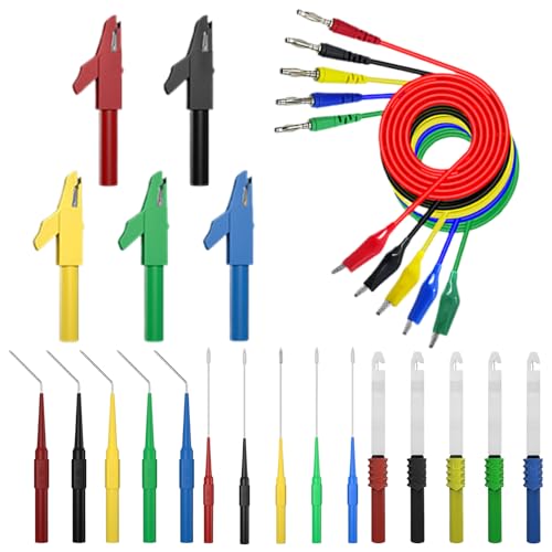 Test -Lead -Kit mit Alligatorclips | 25x Austauschbarer Multitester -Klemmen | Professionelle Draht -Piercing -Sonden für digitale Multimeter- und Elektrotests | Vielseitige Werkzeuge für und Tech Test -Lead -Kit mit Alligatorclips | 25x Austauschbarer Multitester -Klemmen | Professionelle Draht -Piercing -Sonden für digitale Multimeter- und Elektrotests | Vielseitige Werkzeuge für und Tech von Generisch