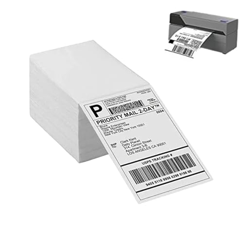 Thermal Direct Shipping Labels, 500 Perforated Folded Stack, Strong Adhesive For Barcode, Postage, Mailing, Direct Thermal Printer PapeR, Perfect For Office & Warehouse Use, 3.94x5.91x1.97 In von Generisch