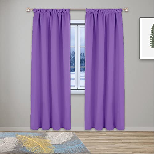 Thermo-Verdunkelungsvorhänge für Kinderzimmer und Wohnzimmer, superweich, Bleistiftfalten, Fensterbehandlungen, Lila, 330,2 x 101,6 cm, energieeffizient, lichtblockierend von Generisch