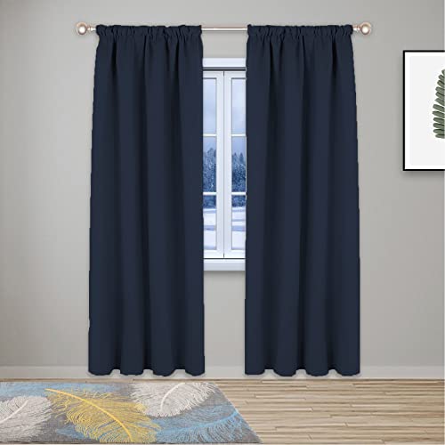 Thermo-Verdunkelungsvorhänge für Schlafzimmer und Wohnzimmer, superweich, Marineblau, Bleistiftfalten, Fensterbehandlungen, Kinderzimmer, 254 x 190,5 cm, energieeffizient, lichtblockierend von Generisch