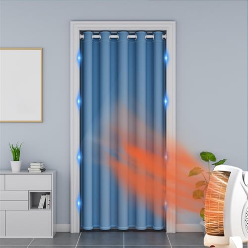 Thermo-Verdunkelungsvorhang mit Magnetverschluss, geräuschreduzierender Raumteiler, 150 x 220 cm, Blau, ideal für Küchentüren, Kleiderschränke, und Sichtschutz Thermo-Verdunkelungsvorhang mit Magnetverschluss, geräuschreduzierender Raumteiler, 150 x 220 cm, Blau, ideal für Küchentüren, Kleiderschränke, und Sichtschutz von Generisch