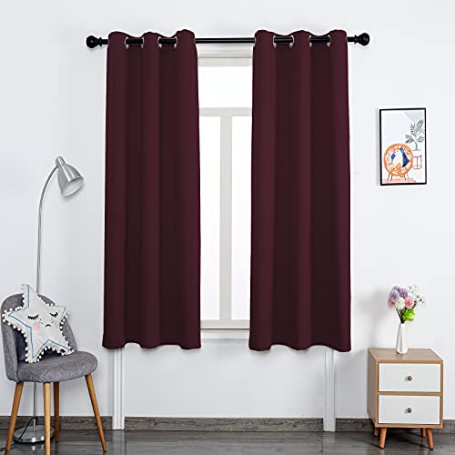 Thermoisolierte Verdunkelungsvorhänge, 2 Paneele, Fensterbehandlung für Schlafzimmer, Wohnzimmer, Kinderzimmer, Weinrot, 132,1 x 213,4 cm, energieeffiziente Sichtschutzrollos von Generisch
