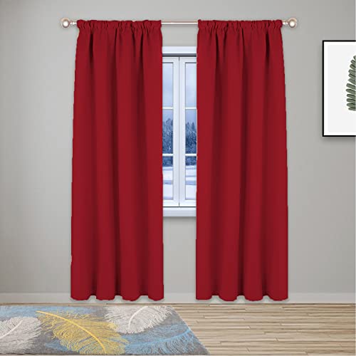 Thermoisolierte Verdunkelungsvorhänge für Schlafzimmer und Wohnzimmer, weiche Bleistiftfalten, Fensterbehandlungen für Kinder, superweich, Rot, 274,4 x 228,6 cm, 1 Stück von Generisch