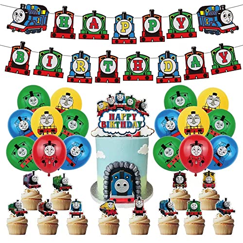Thomas Zug Geburtstag Party Dekoration Set, Luftballons, Happy Birthday Banner, Cupcake Toppers Thomas Zug Geburtstag Party Dekoration Set, Luftballons, Happy Birthday Banner, Cupcake Toppers von Generisch