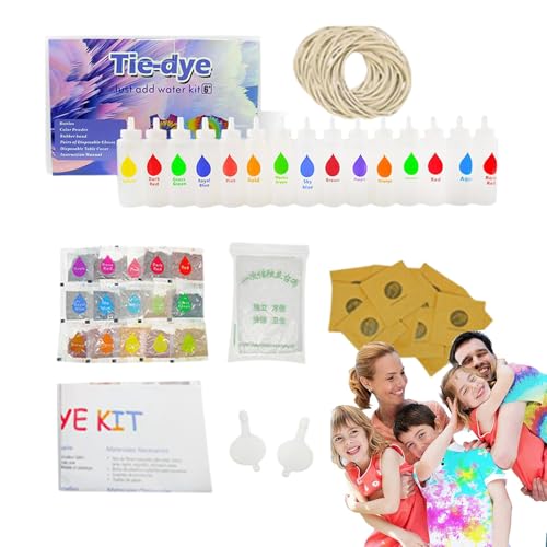 Tie-Dye Set zum Färben von Stoffen, kreativen Kunstartikeln | Set zum Färben von leuchtenden Stoffen mit Flaschen, Handschuhen und Gummibändern, ideal für T-Shirts, Partys, Schulprojekte u Tie-Dye Set zum Färben von Stoffen, kreativen Kunstartikeln | Set zum Färben von leuchtenden Stoffen mit Flaschen, Handschuhen und Gummibändern, ideal für T-Shirts, Partys, Schulprojekte u von Generisch