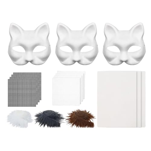 Tiergesichtsabdeckungs-Set, Halloween-Kätzchen-Gesichtsbedeckung, Kunst-Bastelset, Cosplay-Zubehör für Damen, Herren, Erwachsene, Weihnachten, Kinder, Tierliebhaber, Enthusiasten, Kostüme Tiergesichtsabdeckungs-Set, Halloween-Kätzchen-Gesichtsbedeckung, Kunst-Bastelset, Cosplay-Zubehör für Damen, Herren, Erwachsene, Weihnachten, Kinder, Tierliebhaber, Enthusiasten, Kostüme von Generisch