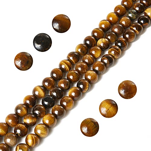 Tigeraugen-Perlen, 8 mm, natürliche Edelsteine, rund, lose Perlen für Schmuckherstellung, 100 Stück von Generisch
