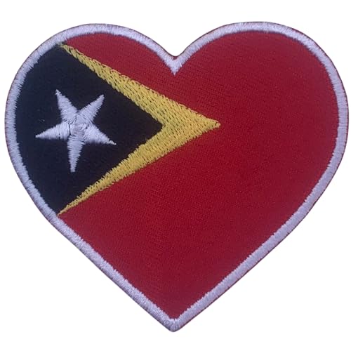 Timor Leste bestickte Herzflagge Patch - Aufbügeln/Aufnähen Nationalemblem Applikation - Taktischer Militär Patch für Jacken, Rucksäcke, Hüte - 6,5 x 7 cm Timor Leste bestickte Herzflagge Patch - Aufbügeln/Aufnähen Nationalemblem Applikation - Taktischer Militär Patch für Jacken, Rucksäcke, Hüte - 6,5 x 7 cm von Generisch