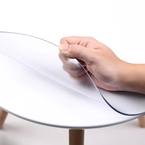 Tischabdeckung, mattiert, wasserdicht, Kunststoff-Tischdecke, runde Schreibtischabdeckung, 1,5 mm dick, für Esszimmer, Küche von Generisch
