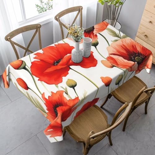 Tischdecke, Motiv: Aquarell-Mohnblumen, rechteckig, 140 x 90 cm, florale Tischdecke für Esstisch, knitterfreie Tischdecke für Zuhause, drinnen und draußen, Party-Dekoration Tischdecke, Motiv: Aquarell-Mohnblumen, rechteckig, 140 x 90 cm, florale Tischdecke für Esstisch, knitterfreie Tischdecke für Zuhause, drinnen und draußen, Party-Dekoration von Generisch