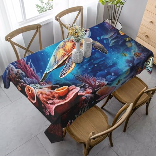 Tischdecke, Motiv: Meeresschildkröte, rechteckig, 140 x 90 cm, Ozean-Tischdecke für Esstisch, knitterfreie Tischdecke für Zuhause, Innen- und Außenbereich, Party-Dekoration Tischdecke, Motiv: Meeresschildkröte, rechteckig, 140 x 90 cm, Ozean-Tischdecke für Esstisch, knitterfreie Tischdecke für Zuhause, Innen- und Außenbereich, Party-Dekoration von Generisch