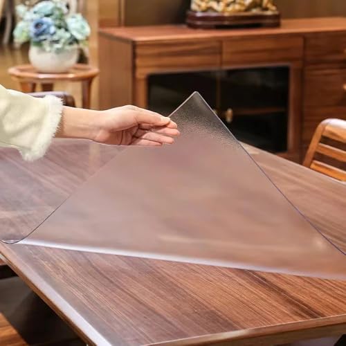 Tischdecke, matt, 1,5 mm/2 mm, transparent, glatte Oberfläche, zum Schutz des Tisches, ideal für Esstische, 90 x 180 cm, langlebig und leicht zu reinigen Tischdecke, matt, 1,5 mm/2 mm, transparent, glatte Oberfläche, zum Schutz des Tisches, ideal für Esstische, 90 x 180 cm, langlebig und leicht zu reinigen von Generisch