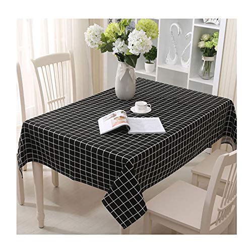 Tischdecke, rechteckig, 90 x 150 cm, Baumwoll-Leinen-Gittermuster, für Innen- und Außenbereich, Esstischabdeckung, elegante Tischdekoration für Zuhause und Veranstaltungen, Schwarz Tischdecke, rechteckig, 90 x 150 cm, Baumwoll-Leinen-Gittermuster, für Innen- und Außenbereich, Esstischabdeckung, elegante Tischdekoration für Zuhause und Veranstaltungen, Schwarz von Generisch