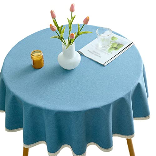 Tischdecke, wasserdicht, Baumwolle, Leinen, rund, leicht zu reinigen, 240 cm Durchmesser, perfekt für Esszimmer, Partys im Freien und besondere Anlässe, Blau Tischdecke, wasserdicht, Baumwolle, Leinen, rund, leicht zu reinigen, 240 cm Durchmesser, perfekt für Esszimmer, Partys im Freien und besondere Anlässe, Blau von Generisch