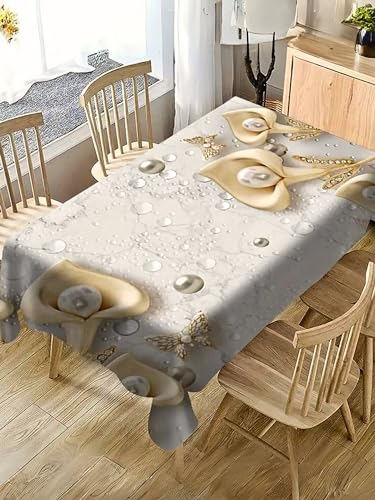 Tischdecke Abwaschbar 150x220 cm aus Polyester für den modernen Wohnzimmertisch - Festliche Atmosphäre für jeden Anlass- Farbe Weiß von Generisch
