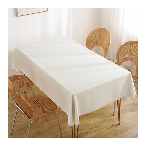Tischdecke Rechteckig 150x100 cm (59x39 Zoll), PVC-Tischdecken Einfarbig Wasserabweisend Abwischbar Tischdecke Für Küche Esstisch Dekorationen, Beige Weiß von Generisch
