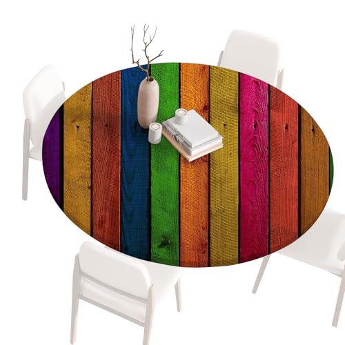 Tischdecke Rund Gartentischdecke Rund 140 120 80 60 cm, Spanntischdecke Rund Tablecloth, Tischdecke Rund Outdoor Abwaschbar Tischtücher, Round Table Cloth, Runde Tischdecke für draußen 120cm I von Generisch