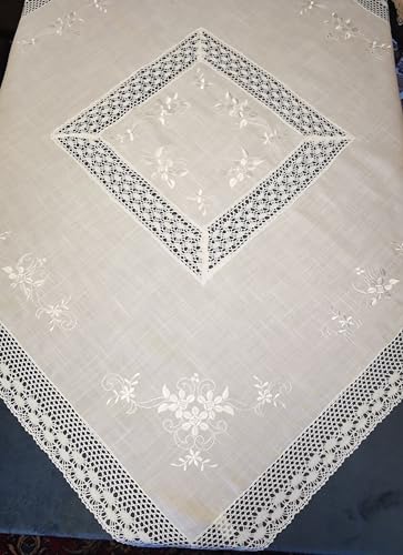 Tischdecke Tischtuch 130x130 Bestickt Spitze (130x130) von Generisch