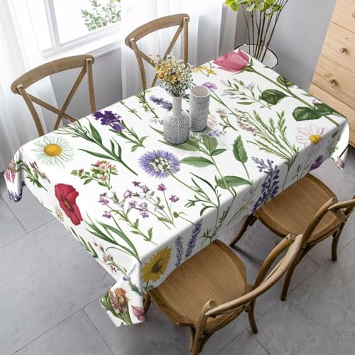 Tischdecke mit Frühlingsblumen, rechteckig, 140 x 90 cm, Pflanzentischdecke für Esstisch, knitterfreie Tischdecke für Zuhause, Innen- und Außenbereich, Party-Dekoration Tischdecke mit Frühlingsblumen, rechteckig, 140 x 90 cm, Pflanzentischdecke für Esstisch, knitterfreie Tischdecke für Zuhause, Innen- und Außenbereich, Party-Dekoration von Generisch