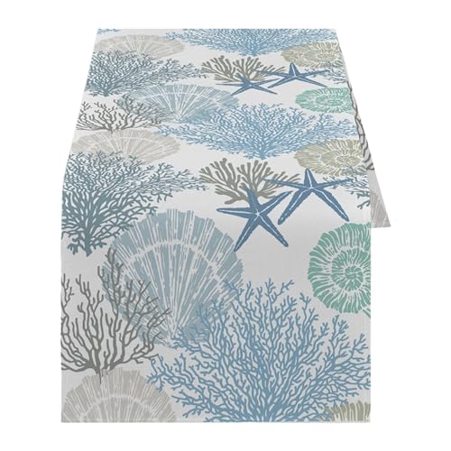 Tischdecke mit Küsten und Strandmotiv Meerestiere Sommermotiv nautische Satyrfische Theam Heimdekoration für Tisch Esszimmer Küche Wasserabweisende Tischdecken (A One Size) von Generisch