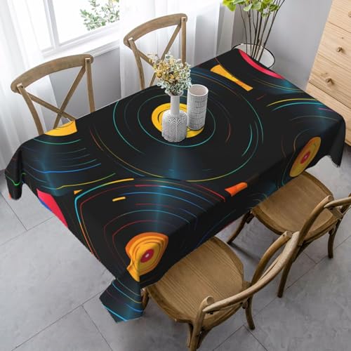 Tischdecke mit Musikaufzeichnung, rechteckig, 140 x 90 cm, Vinyl-CD-Tischdecke für Esstisch, knitterfreie Tischdecke für Zuhause, Innen- und Außenbereich, Party-Dekoration Tischdecke mit Musikaufzeichnung, rechteckig, 140 x 90 cm, Vinyl-CD-Tischdecke für Esstisch, knitterfreie Tischdecke für Zuhause, Innen- und Außenbereich, Party-Dekoration von Generisch