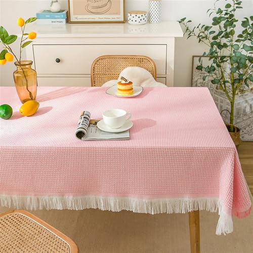 Tischdecke mit Quasten, knitterfrei, waschbar, rechteckig, für Hochzeiten, Partys, Küche und Esszimmer, 130 x 180 cm, Rosa Tischdecke mit Quasten, knitterfrei, waschbar, rechteckig, für Hochzeiten, Partys, Küche und Esszimmer, 130 x 180 cm, Rosa von Generisch