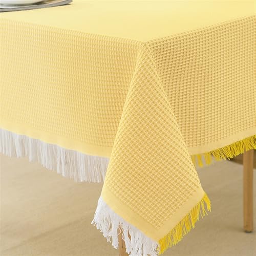 Tischdecke mit Waffelmuster und Quasten, knitterfrei und waschbar, Tischdecke für Hochzeiten, Partys und Esszimmer, Gelb, rechteckig, 180 x 340 cm, elegante Heimdekoration Tischdecke mit Waffelmuster und Quasten, knitterfrei und waschbar, Tischdecke für Hochzeiten, Partys und Esszimmer, Gelb, rechteckig, 180 x 340 cm, elegante Heimdekoration von Generisch