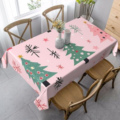 Tischdecke mit Weihnachtsbaum, rechteckig, 140 x 90 cm, Cartoon-Tischdecke für Esstisch, knitterfreie Tischdecke für Zuhause, Innen- und Außenbereich, Party-Dekoration von Generisch