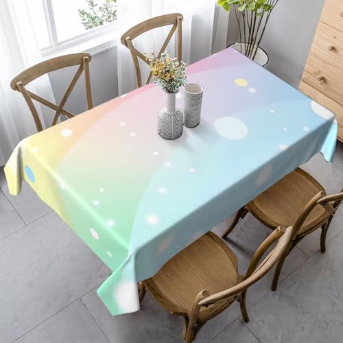 Tischdecke mit bunten Punkten, rechteckig, 140 x 90 cm, Regenbogen-Tischdecke für Esstisch, knitterfrei, Tischdecke für Zuhause, drinnen und draußen, Party-Dekoration Tischdecke mit bunten Punkten, rechteckig, 140 x 90 cm, Regenbogen-Tischdecke für Esstisch, knitterfrei, Tischdecke für Zuhause, drinnen und draußen, Party-Dekoration von Generisch