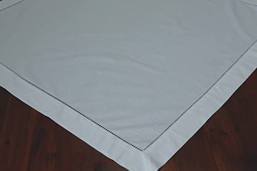 AUDE Home Tischdecke weiß Baumwolle Hohlsaum 85x85 von Generisch