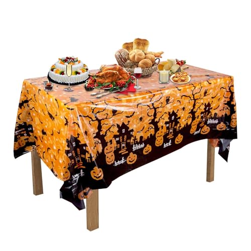 -Tischdekorationen für Halloween, 129,5 x 221 cm, gruselige schwarze und orangefarbene -Tischdecke, wasserdichte Feiertagstischdecke, Küchen-Esstischdekoration, festliche -Tischdekorationen für Halloween, 129,5 x 221 cm, gruselige schwarze und orangefarbene -Tischdecke, wasserdichte Feiertagstischdecke, Küchen-Esstischdekoration, festliche von Generisch