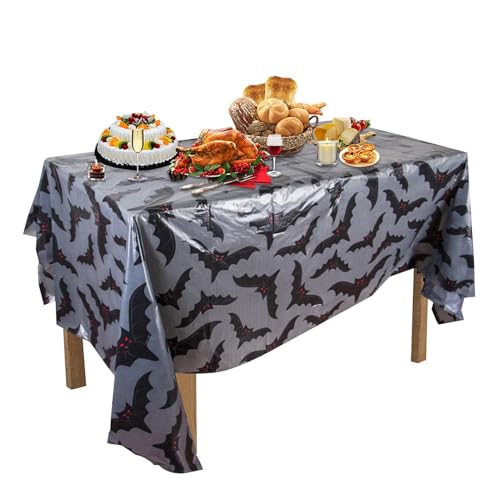 -Tischdekorationen – schwarze und orangefarbene -Tischdecke, 129,5 x 221 cm, gruselige, wasserdichte Tischdecke für Küche und Esszimmer, Feiertagstischdekoration -Tischdekorationen – schwarze und orangefarbene -Tischdecke, 129,5 x 221 cm, gruselige, wasserdichte Tischdecke für Küche und Esszimmer, Feiertagstischdekoration von Generisch