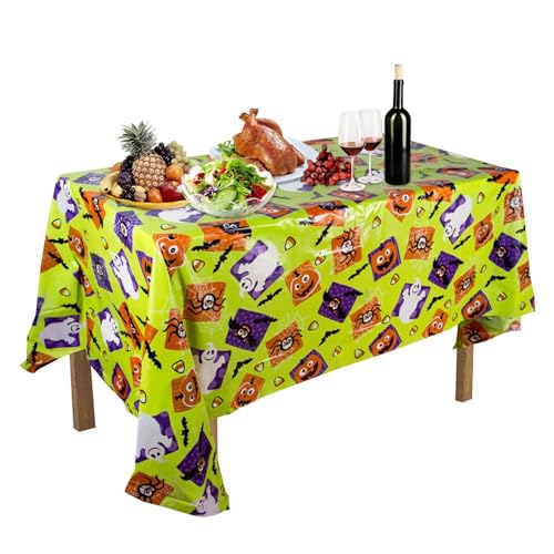 -Tischdekorationen – schwarze und orangefarbene -Tischdecke, 129,5 x 221 cm, gruselige, wasserdichte Tischdecke für Küche und Esszimmer, Feiertagstischdekoration -Tischdekorationen – schwarze und orangefarbene -Tischdecke, 129,5 x 221 cm, gruselige, wasserdichte Tischdecke für Küche und Esszimmer, Feiertagstischdekoration von Generisch