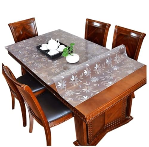 TischfolieTischdecke Transparen 1.5mm mit muster Tischmatte klar Schutzfolie PVC (90x160cm) von Generisch