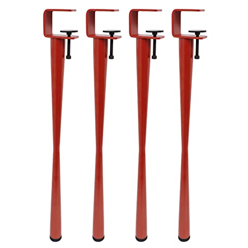 Tischklemmbeine, verstellbare Tischbeine aus Metall, kein Stanzen, F-förmiges Couchtischbein, Esstischbeine aus Metalleisen, für DIY-Möbelkonsole, abnehmbare Möbelbeine (35 cm (14 Zoll), rot) von Generisch