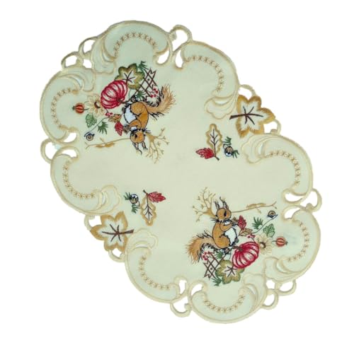 Tischläufer Tischdecke Mitteldecke Deckchen gestickt Eichhörnchen Eichkater (30x45 cm) von Generisch