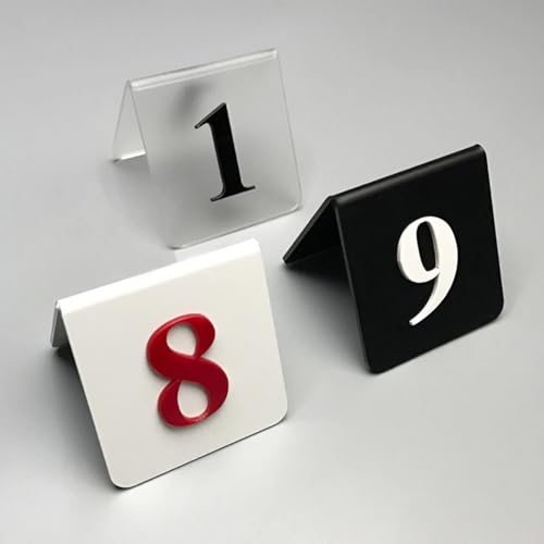Tischnummern-Set aus Acryl, für Hochzeiten und Veranstaltungen, doppelseitige Kunststoff-Zeltkarten 1–50, für Restaurant, Empfang, Bankett, Hallendekoration und Beschilderung, 50 Stück (schwarz) von Generisch