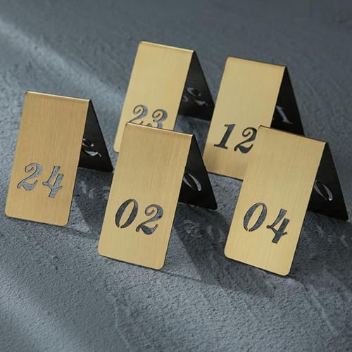 Tischnummern aus Edelstahl – Metall-Tischkarten für Hochzeiten, Restaurants, Partys und Bankette – Sitzschilder im Zeltstil (1–40), 100 Stück von Generisch
